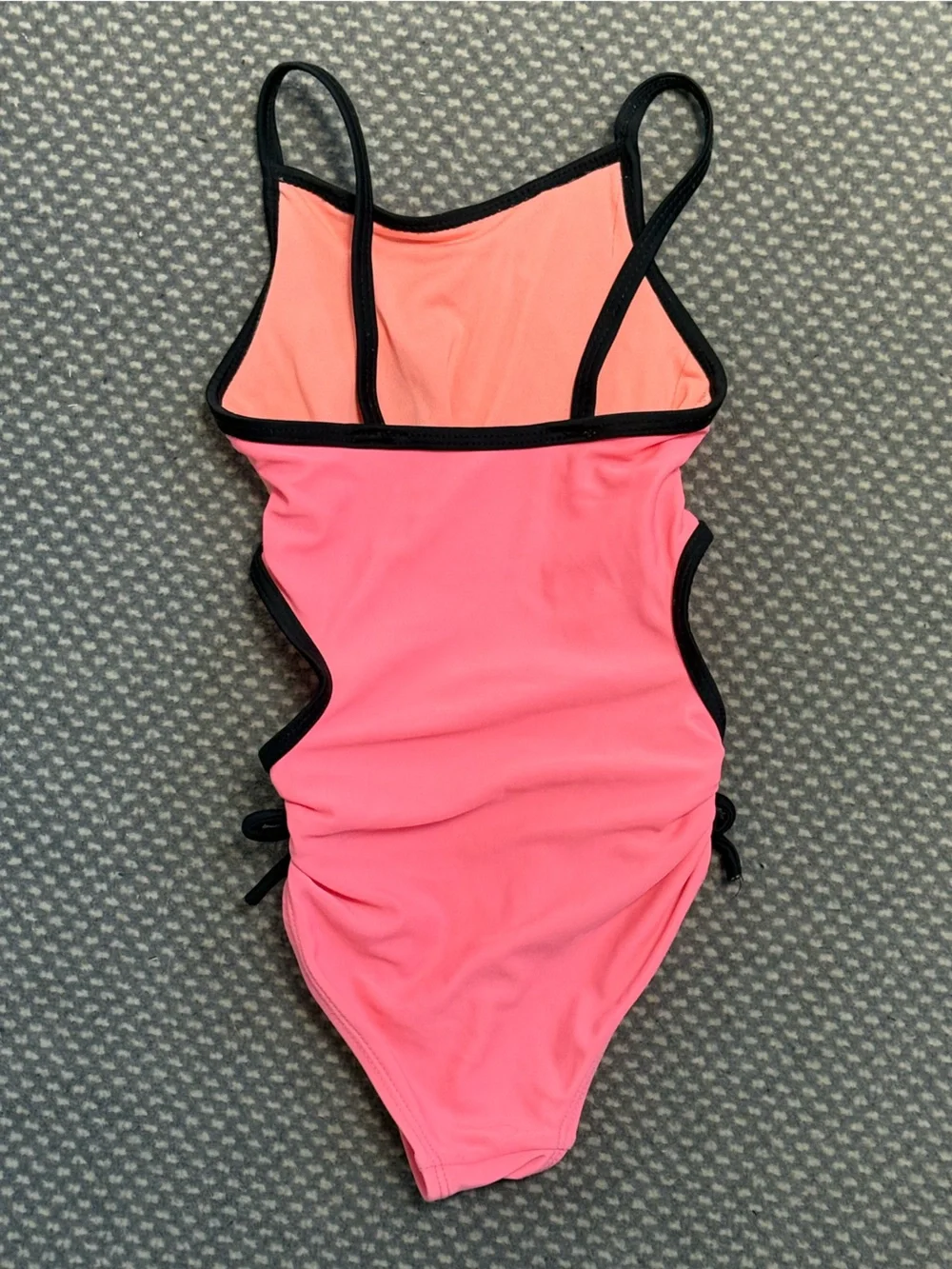 Place Girls' Pink & Coral One-Piece Swimsuit with Black Trim